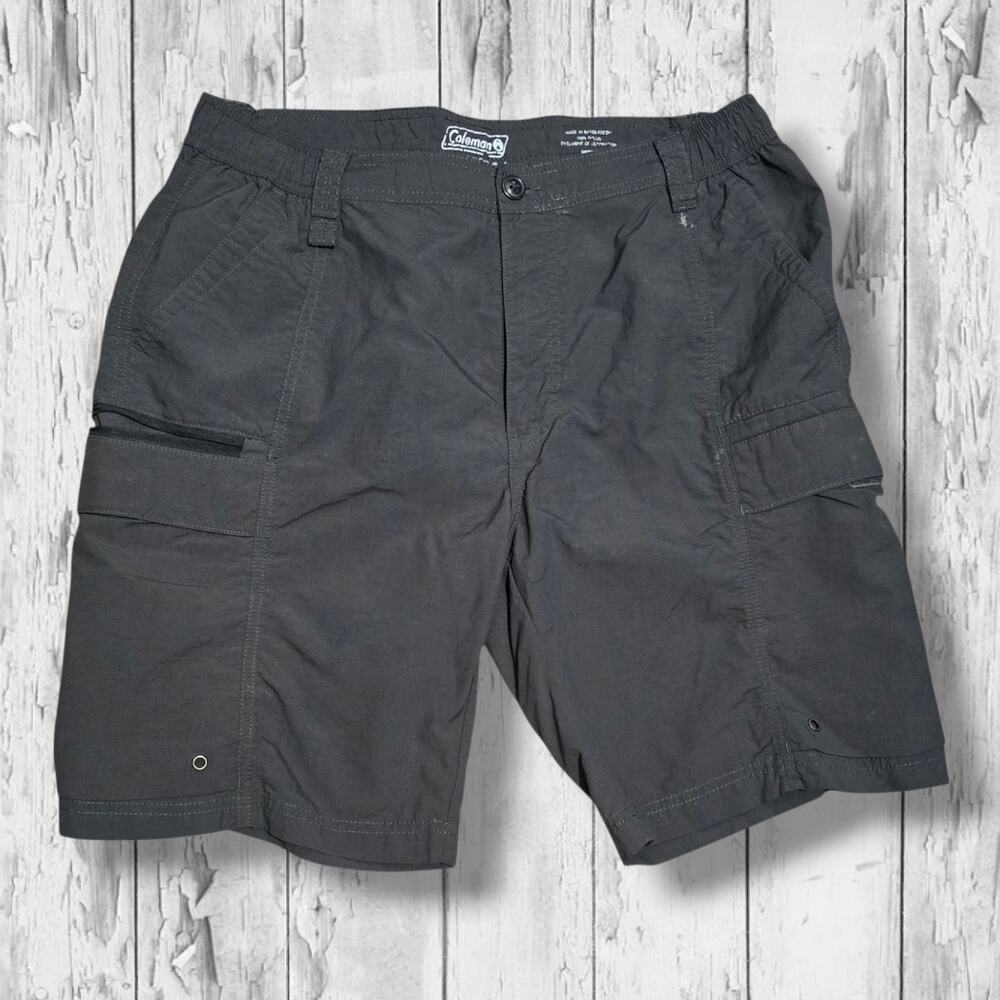 Coleman Men's Charcoal Gray Lightweight Nylon Cargo Hiking Shorts Medium 32-34